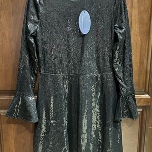 Elegant Black Sequin Long Sleeve Dress